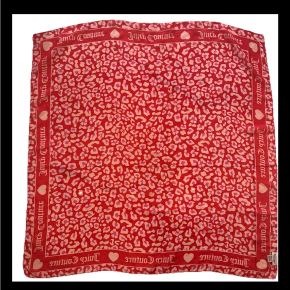 Juicy Couture Accessories - Juicy Couture Red coral Scarf 35”35” Wrap Shall hearts
